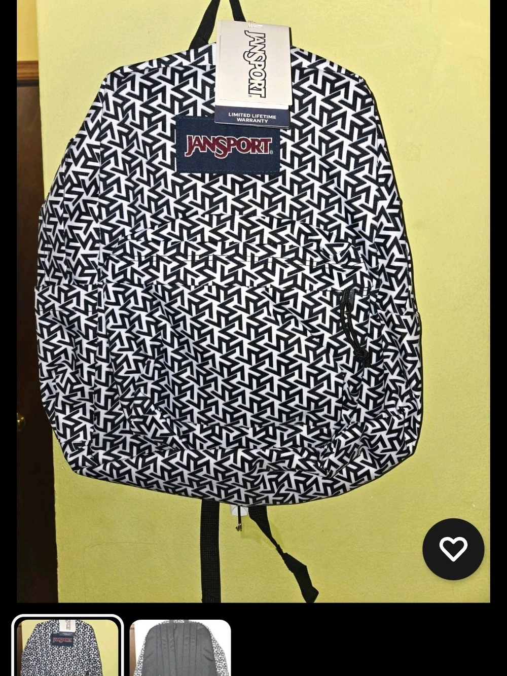 JanSport Women's Black & White Pattern Backpack